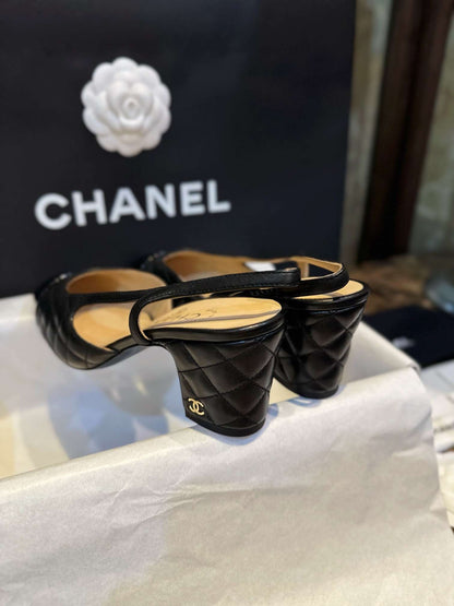 CHL PATENT SLINGBACK PUMPS BLACK