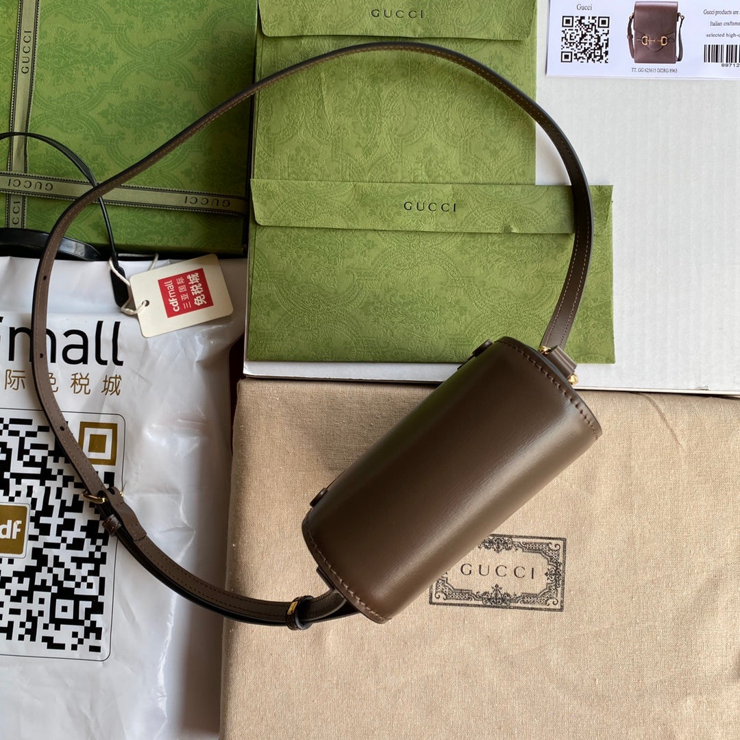 gg Horsebit 1955 Mini Bag Brown For Women And Men 6.7in/17cm gg 625615 0YK0G 2528