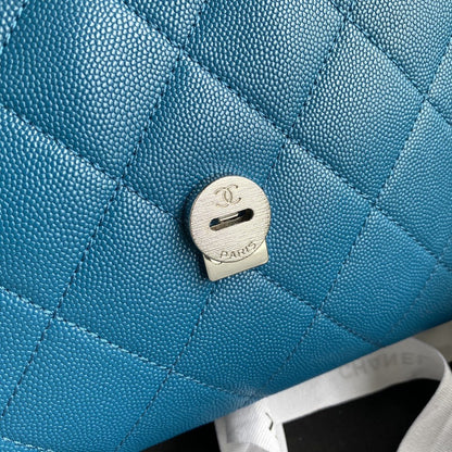 ChanelFlap Bag Red Hardware Grained Blue For Women, Women’s Handbags, Shoulder Bags 9.4in/24cm AS2303