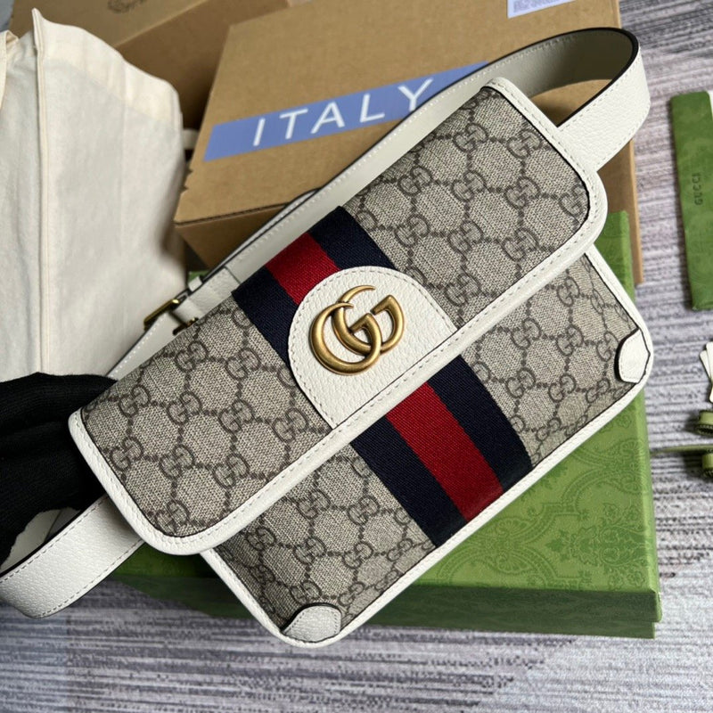gg Ophidia Belt Bag Beige And Ebony gg Supreme Canvas, A Material With Low Environmental Impact For Men  8.7in/22cm gg 674081 96IWT 9794