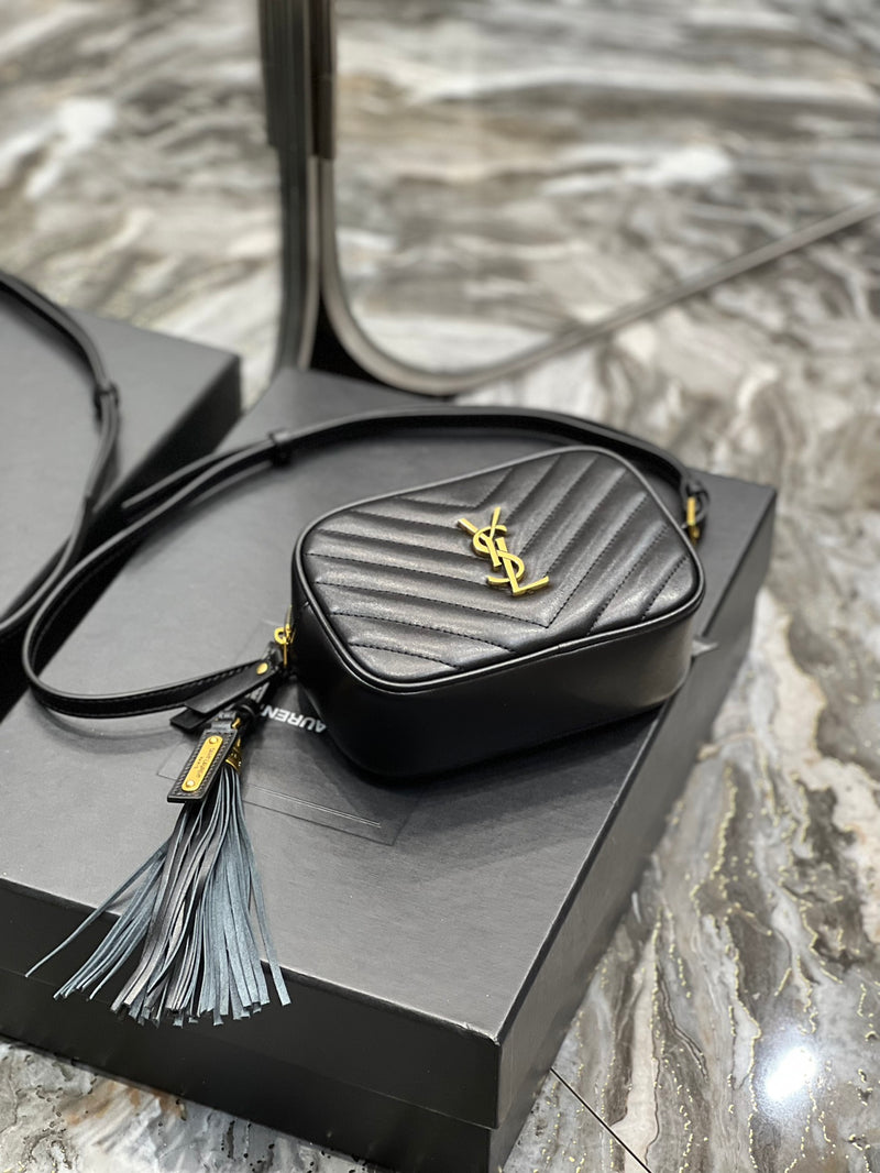 YSSL Lou Belt Bag Black In Matelassé Gold Toned Hardware For Women 6.1in/15cm YSL 614031DV7071000