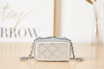 Chanel Crystal Small Vanity with Chain White/Silver Bag For Women 10cm/4in