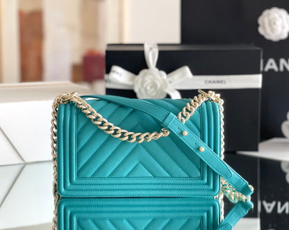 ChanelMedium Boy Handbag Blue For Women 9.8in/25cm A67086