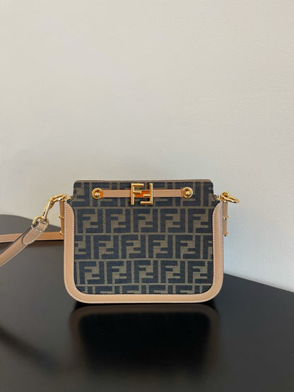 FI Touch Brown FF Fabric Bag For Woman 19cm/7.5in 8BT349AGY6F1FSM