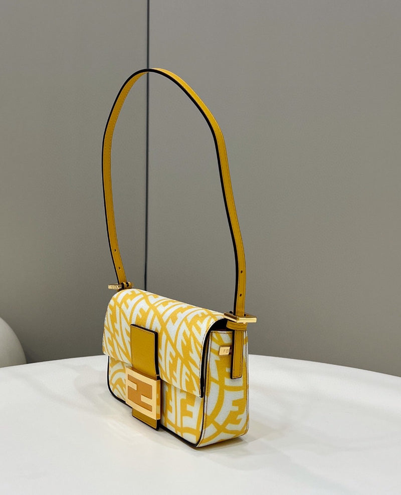 FI Mini Baguatte 1997 Yellow Glazed Bag For Woman 19.5cm/7.5in