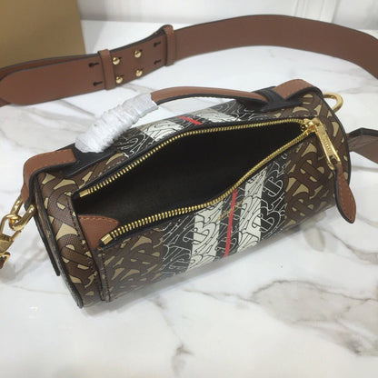 BB The Monogram Stripe E-canvas Barrel Bag For Women, Bags 8.3in/21cm