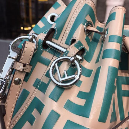 FI Mon Tresor Beige/Teal For Women, Women&#8217;s Handbags, Shoulder And Crossbody Bags 7in/18cm FF 8BS010