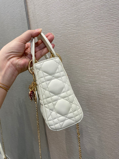 DI Mini Lady Bag White For Women 6.5in/17cm CD M0505SLOI