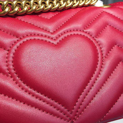 gg Marmont Matelassé Mini Bag Hibiscus Red Matelassé Chevron For Women 8.5in/22cm gg 446744 DTDIT 6433