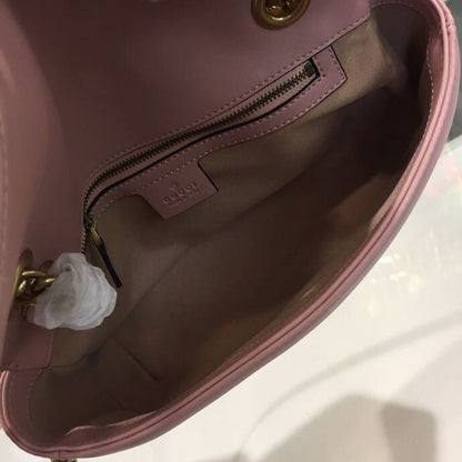 gg Marmont Small Matelassé Shoulder Bag Dusty Pink Matelassé Chevron For Women 10in/26cm gg 443497 DTDIT 5729