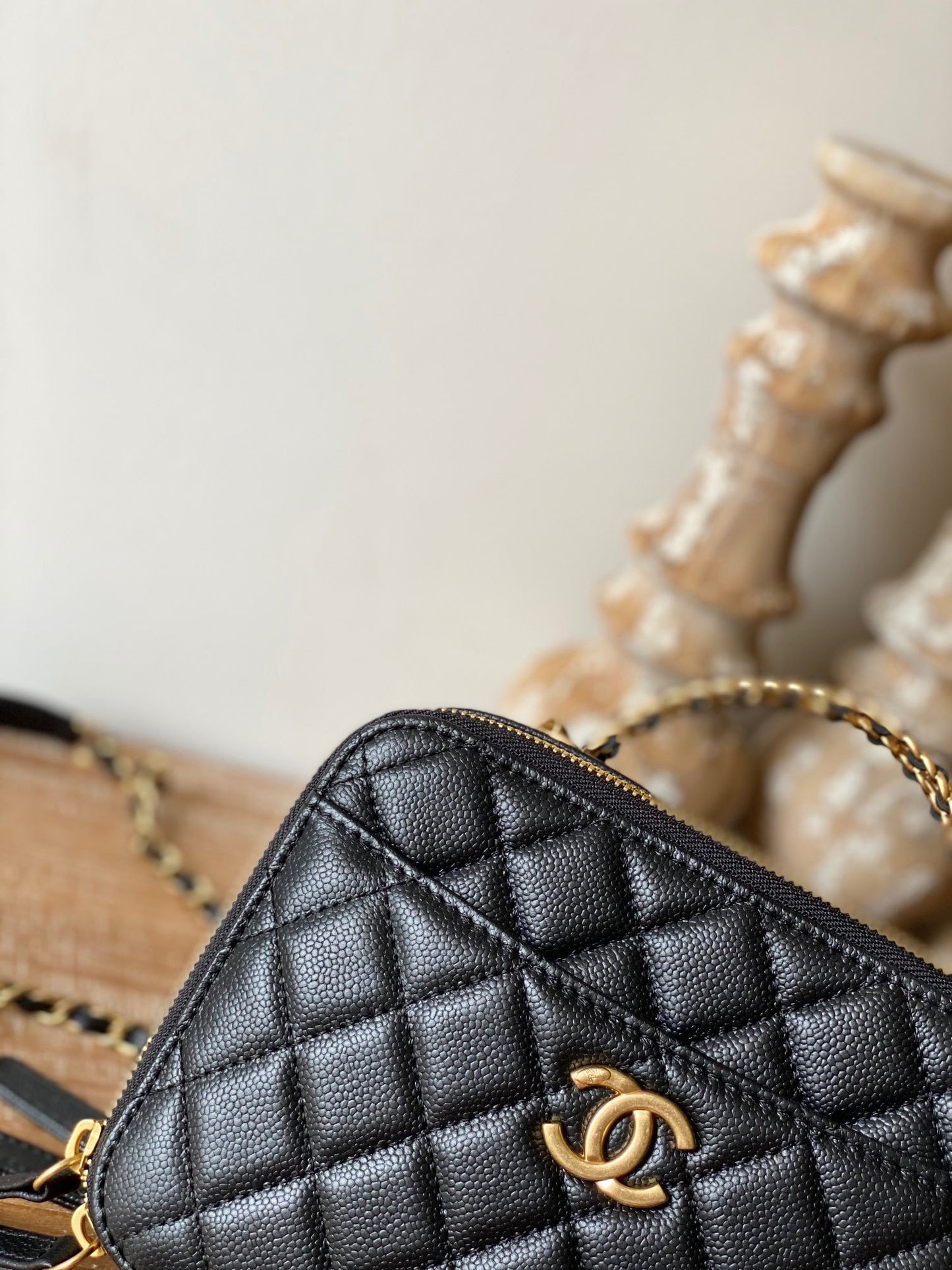 Chanel Small Vanity Case Gold Hardware Black For Women, Women’s Handbags, Shoulder Bags 5.9in/15cm AS3228 B08008 94305