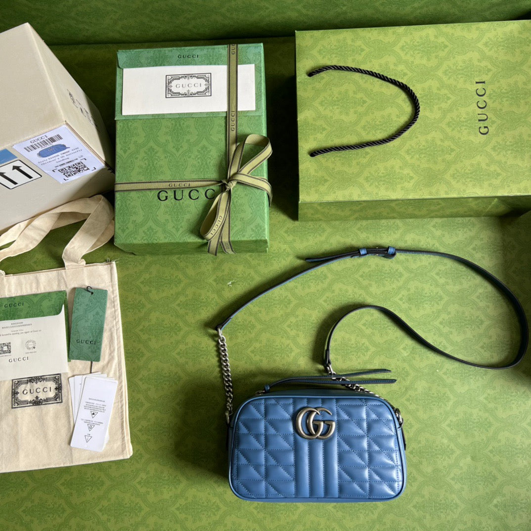 gg Marmont Matelasse Shoulder Bag Blue For Women, Women&#8217;s Bags 9.5in/24cm gg 634936 UM8BF 4340
