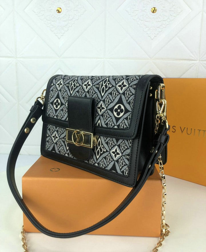LV Dauphine MM Monogram Flowers Gray For Women,  Shoulder And Crossbody Bags 9.8in/25cm LV M57211