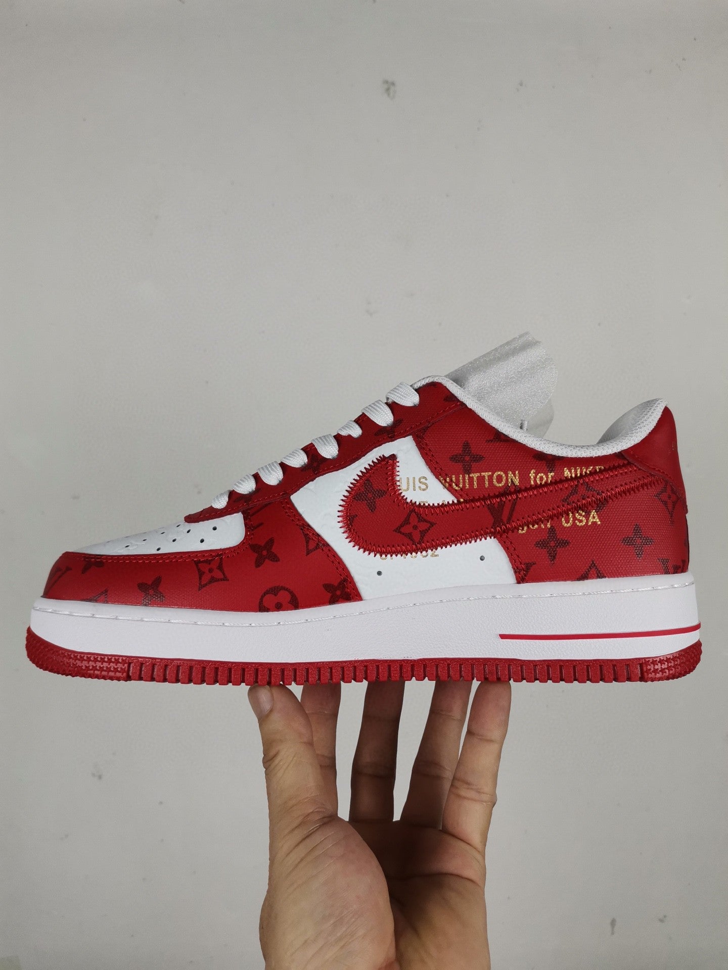  Nike Air Force 1 Low x Louis Vuitton Virgil Abloh &#8216;White Red&#8217; For Men LD 0242