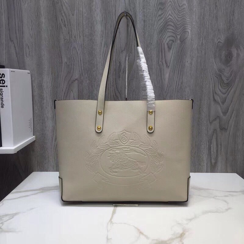 BB Small Embossed Crest Tote White For Women, Bags 13.8in/35cm