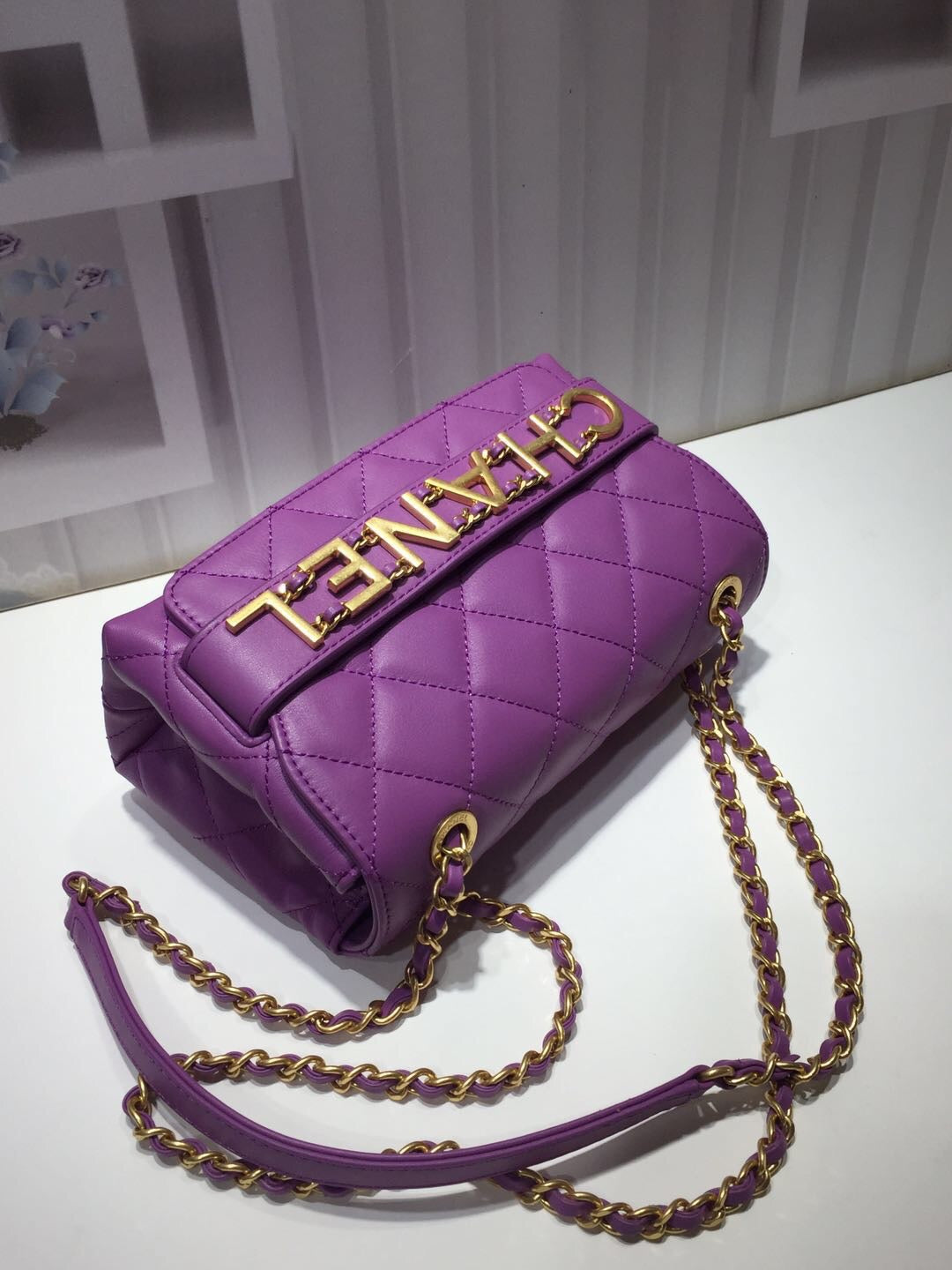 ChanelFront Logo Small Flap Bag Gold Hardware Purple For Women, Women’s Handbags, Shoulder Bags 8.2in/21cm AS1490