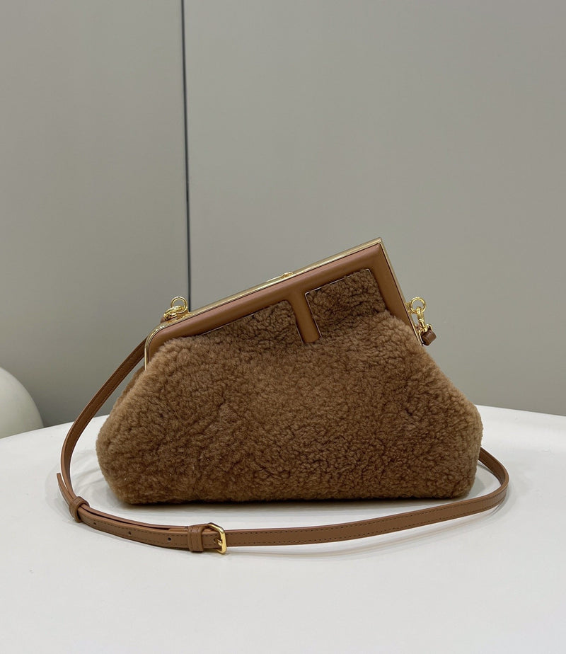 FI First Small Brown Mink Bag For Woman 26cm/10in