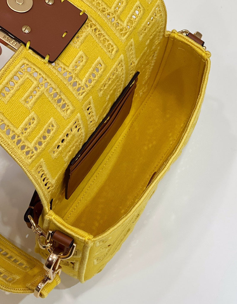 FI Baguette Yellow with Embroidery Small Bag For Woman 21cm/8in