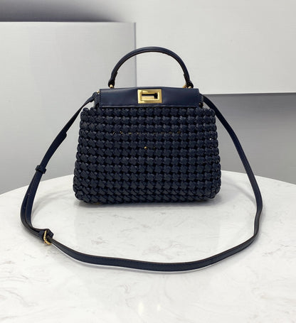 FI Peekaboo Mini Navy Blue Braided Bag For Woman 18cm/7in