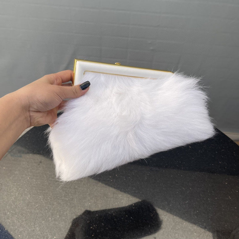 FI First Small White Fox Fur Bag For Woman 26cm/10in