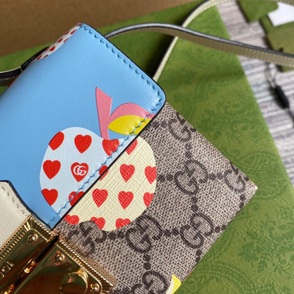 gg Padlock Strawberry Mini Bag Beige For Women, Women&#8217;s Bags 7in/18cm gg