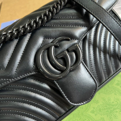 gg Marmont Small Matelasse Shoulder Bag Black For Women, Women&#8217;s Bags 10in/25cm gg