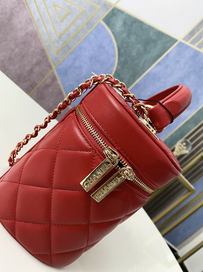 ChanelVanity Case Gold Hardware Burgundy For Women, Women’s Handbags, Shoulder Bags 9.4in/24cm 