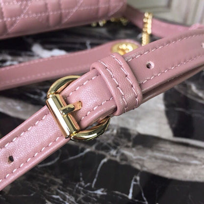 DI Mini Lady Bag Gold Toned Hardware Dusty Pink For Women 18cm/7in CD