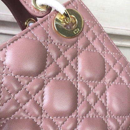 DI Mini Lady Bag Gold Toned Hardware Dusty Pink For Women 18cm/7in CD