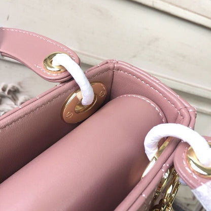 DI Mini Lady Bag Gold Toned Hardware Dusty Pink For Women 18cm/7in CD