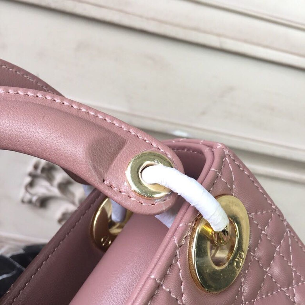 DI Mini Lady Bag Gold Toned Hardware Dusty Pink For Women 18cm/7in CD