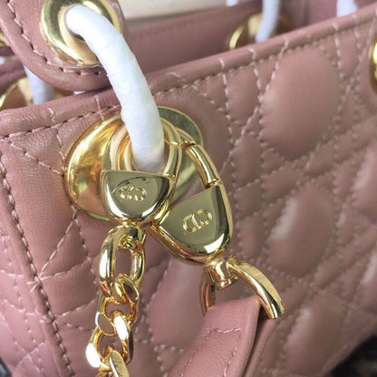 DI Mini Lady Bag Gold Toned Hardware Dusty Pink For Women 18cm/7in CD