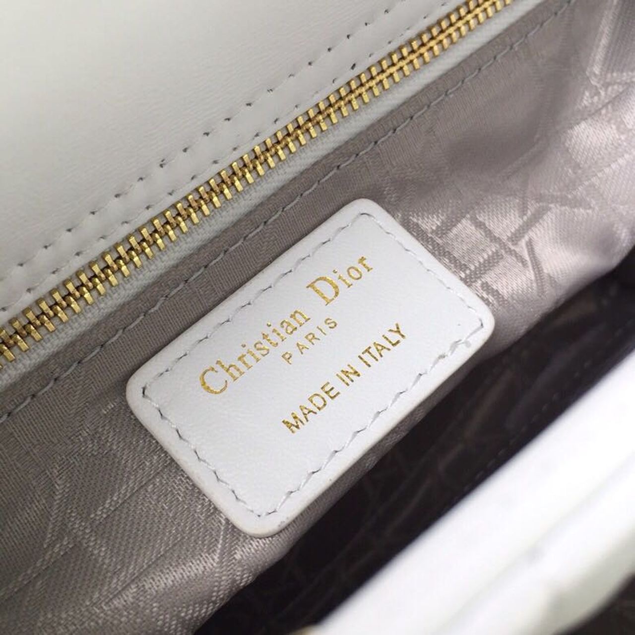 DI Small Lady Bag Gold Toned Hardware White For Women 20cm/8in CD M0538OCAL_M030