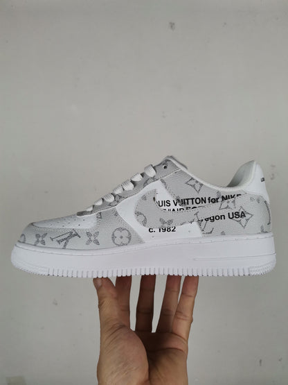  Nike Air Force 1 Low x Louis Vuitton Virgil Abloh &#8216;White Grey&#8217; For Men 