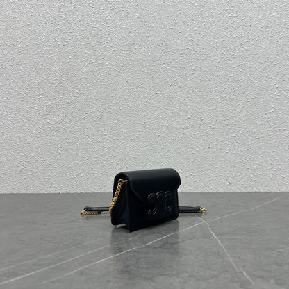 CE Card Holder On Chain Triomphe Black For Women 4in/11cm 10J743DPV.38NO