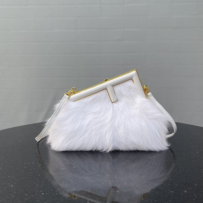 FI First Small White Fox Fur Bag For Woman 26cm/10in