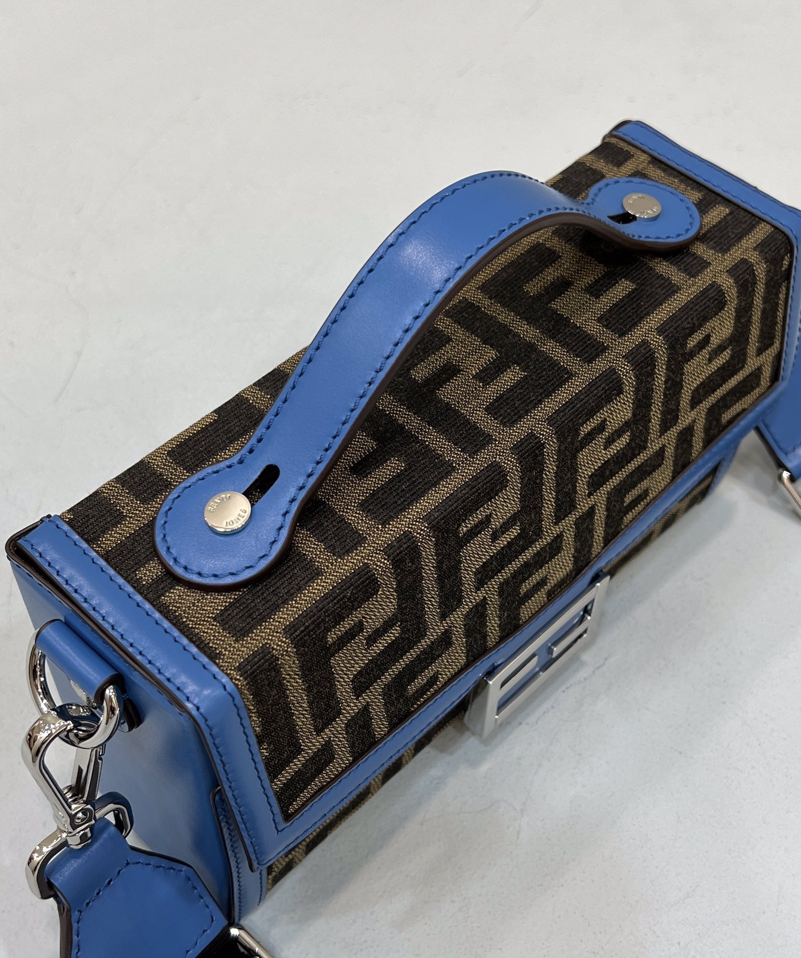 FI Mon Baguette Soft Trunk Brown and Blue Bag For Woman 21.5cm/8.5in