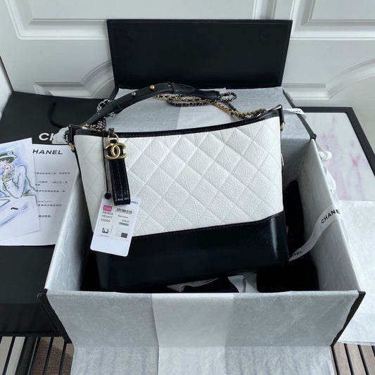 ChanelGabrielle Hobo Handbag White/Black For Women, Women’s Bags, Shoulder And Crossbody Bags 9.8in/25cm A93824 Y61477 C0200