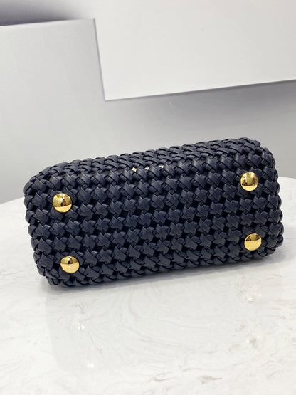 FI Peekaboo Mini Navy Blue Braided Bag For Woman 18cm/7in