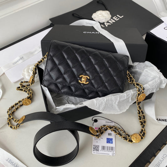 Chanel Clutch With Chain Gold Hardware Black For Women, Women’s Handbags, Shoulder Bags 7.1in/18cm AP2860