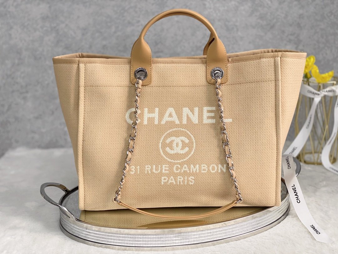 ChanelSmall Shopping Bag Silver Hardware Raffia For Women, Women’s Handbags, Shoulder Bags 15.2in/39cm AS3257