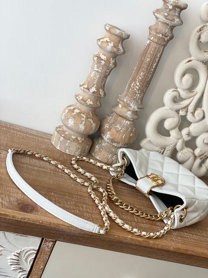 ChanelSmall Hobo Bag Gold Hardware White For Women, Women’s Handbags, Shoulder Bags 7.5in/19cm