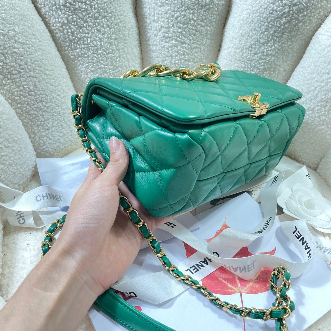 ChanelLarge Flap Bag Gold Hardware Green For Women, Women&#8217;s Handbags, Shoulder Bags 9.1in/23cm AS3367