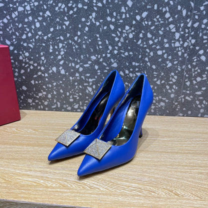 Valentino Garavani One Stud Pump With Maxi Stud Crystals Blue For Women WS0FH8XIC