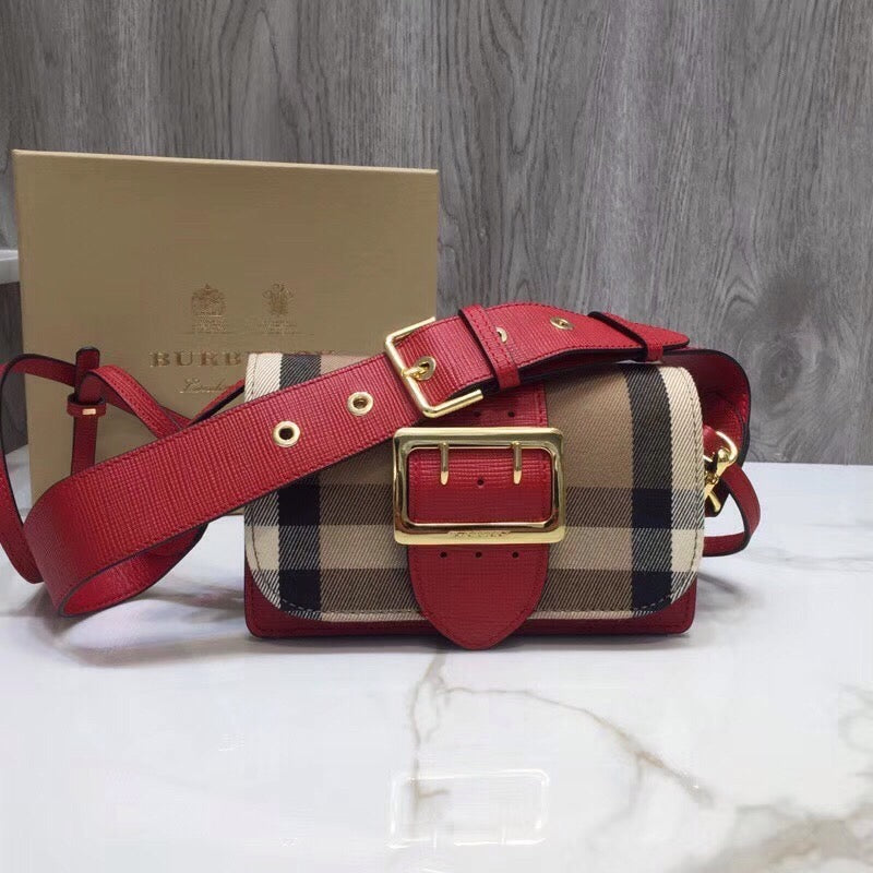 BB The Small Buckle Bag In House Check Red For Women, Bags 7.5in/19cm
