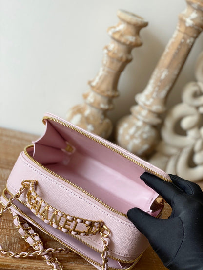 ChanelSmall Vanity Case Gold Hardware Light PiNike For Women, Women’s Handbags, Shoulder Bags 5.9in/15cm AS3228 