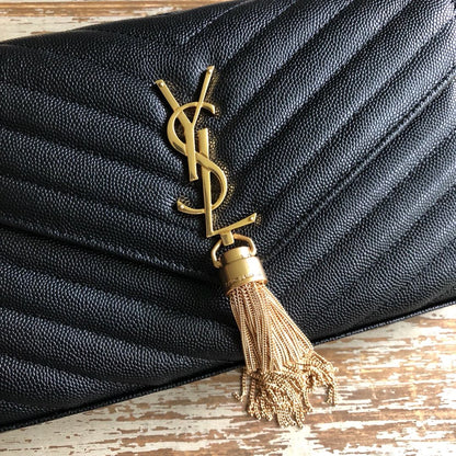 YSSL Monogram Chain Wallet Black For Women 8.7in/23cm YSL