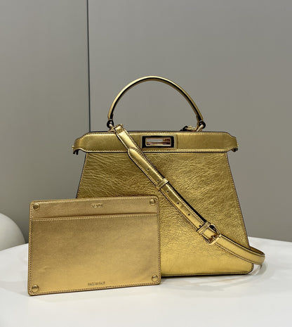 FI Peekaboo Medium Gold Bag For Woman 33cm/13in
