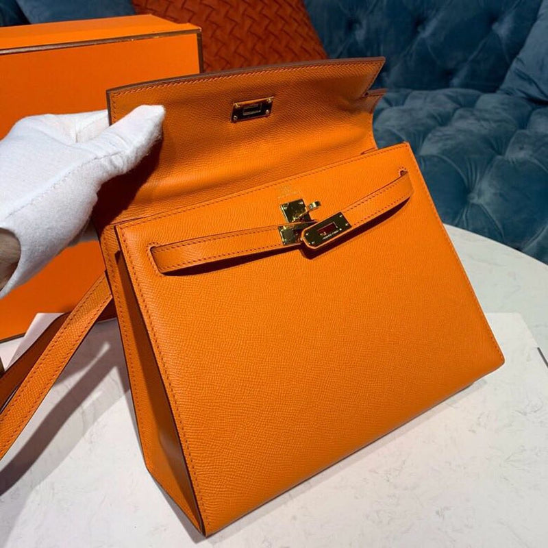 HM Kelly Orange For Women Gold Toned Hardware 10in/25cm