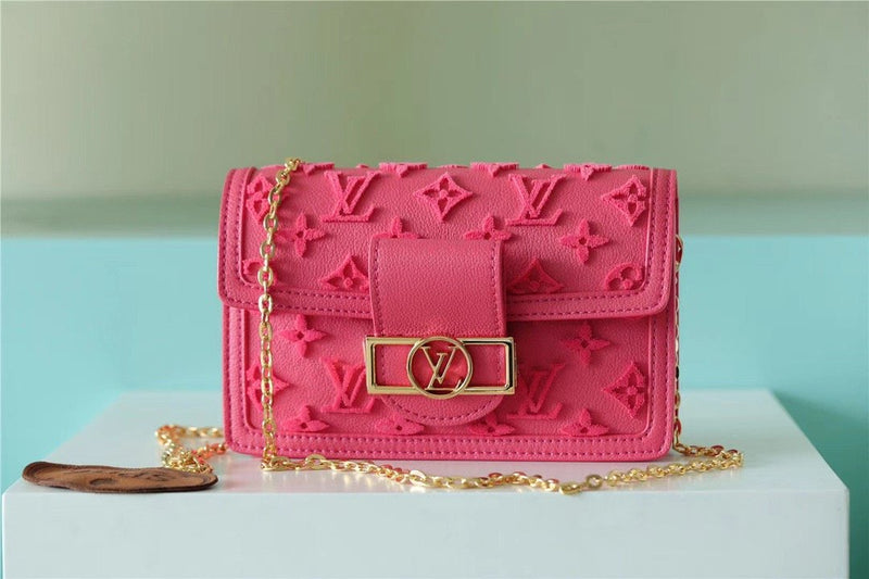 LV Mini Dauphine Monogram Fluo Pink For Women,  Shoulder And Crossbody Bags 18.5cm/7.3in LV M20747